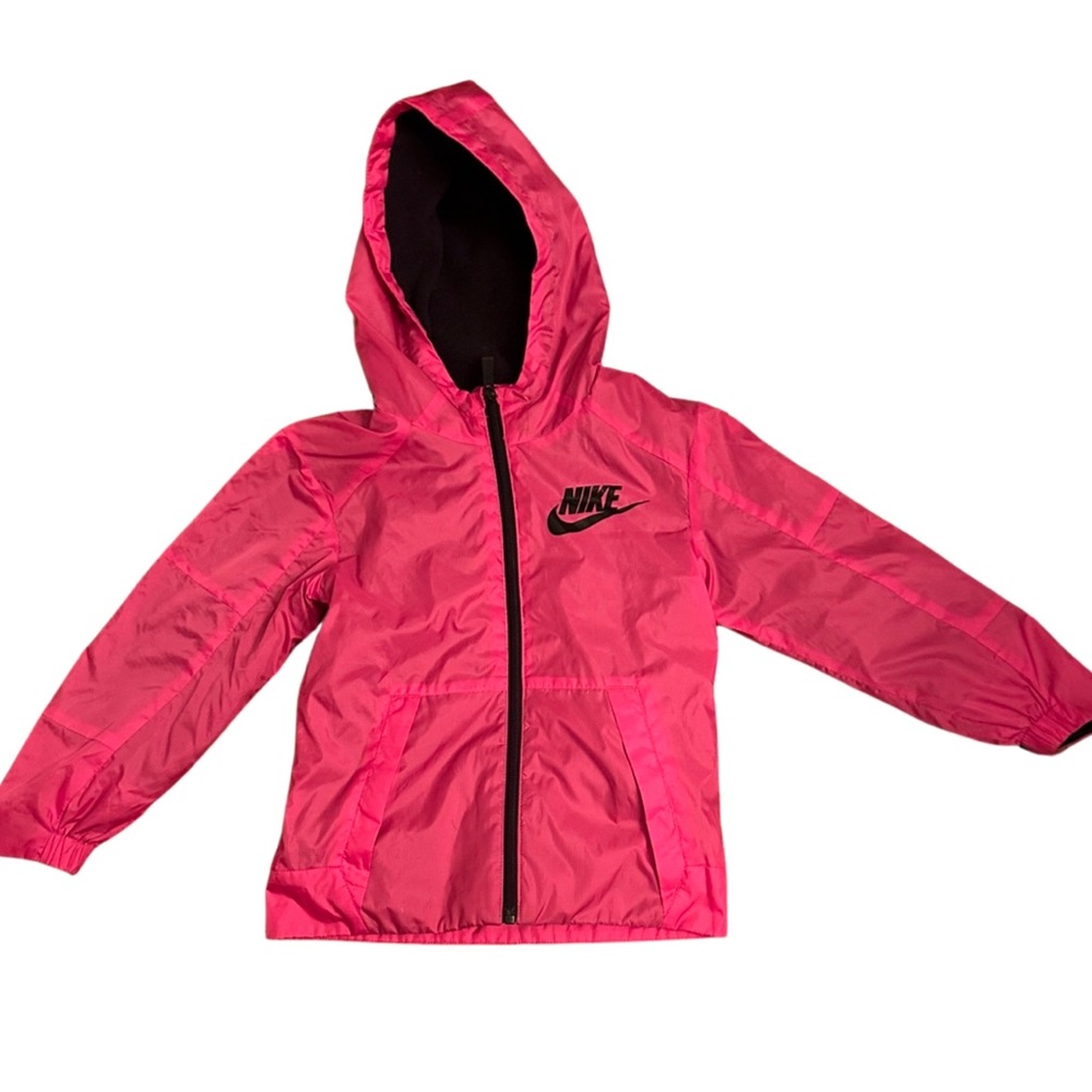 Kids pink Nike windbreaker with fleece lining